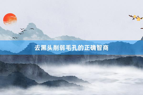 去黑头削弱毛孔的正确智商